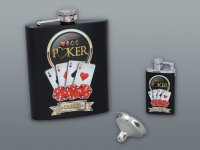 POKER clapper 210 ml-es készlet öngyújtóval